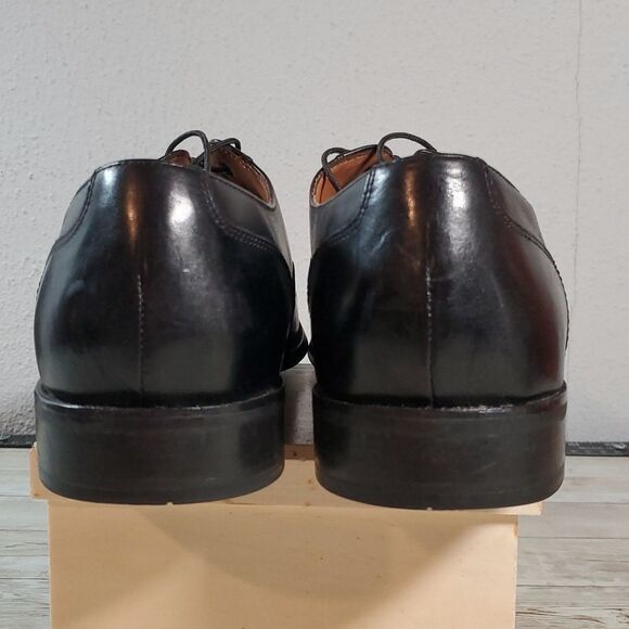 Florsheim Black Square Cap Toe Oxford‎ Shoes Perforated Seam Size 10½D 11665-001 - Picture 3 of 9